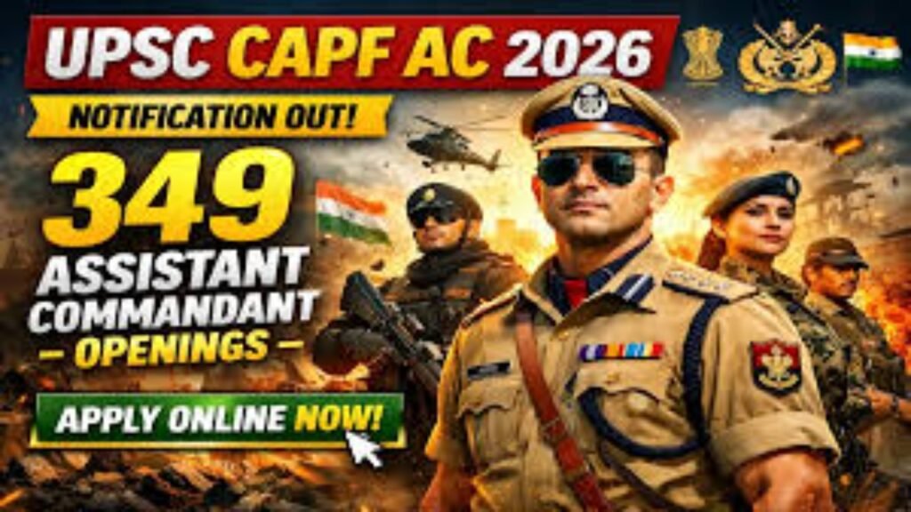 UPSC CAPF AC Recruitment 2026 Notification Out: Apply Online for 349 Posts