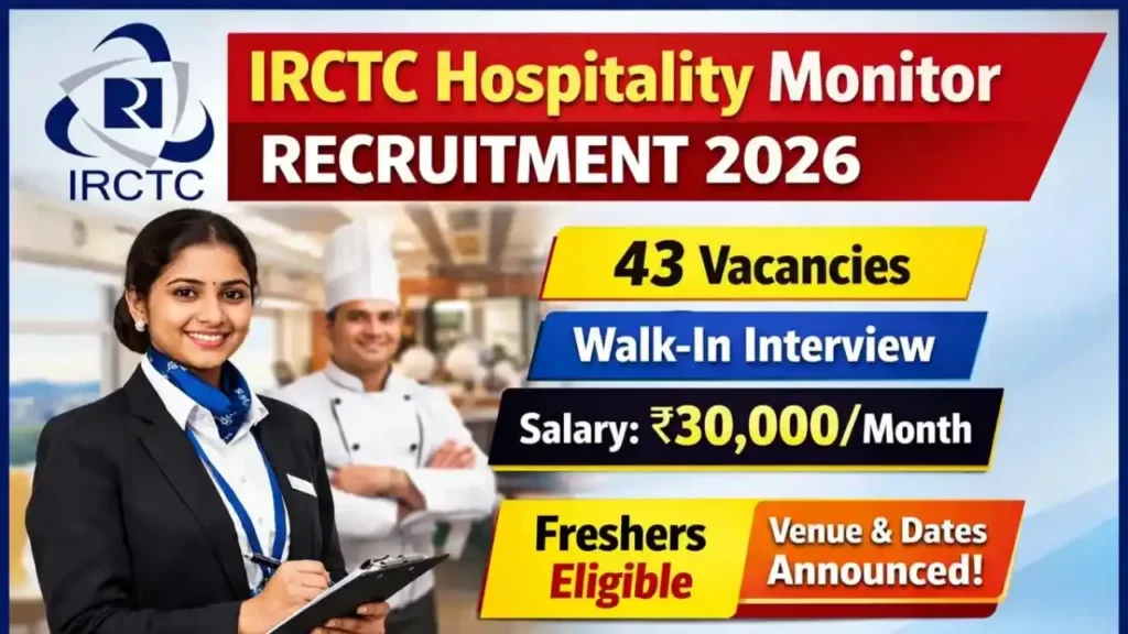 IRCTC Hospitality Monitors Recruitment 2026: Walk-in for 43 Posts