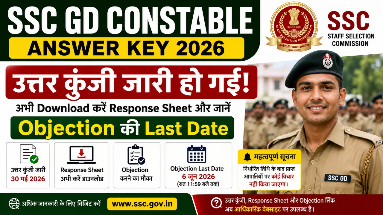 SSC GD Constable Answer Key 2026: उत्तर कुंजी जारी हो गई! अभी Download करें Response Sheet और जानें Objection की Last Date