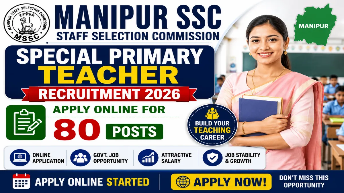 Manipur SSC Special Primary Teacher Recruitment 2026: Apply Online for 80 Posts