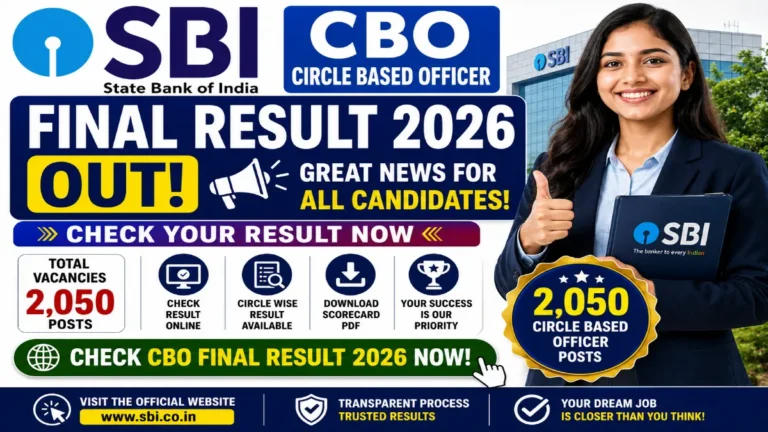 SBI CBO Final Result 2026 Out: Check Circle Based Officer Result for 2,050 Posts