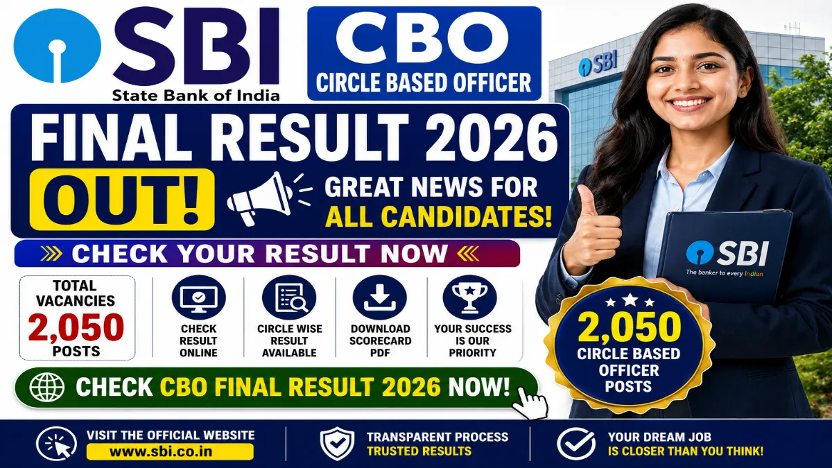 SBI CBO Final Result 2026 Out: Check Circle Based Officer Result for 2,050 Posts