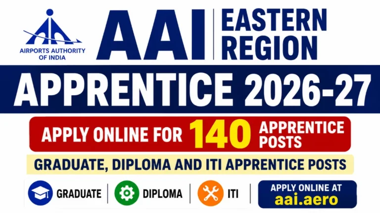 AAI Eastern Region Apprentice 2026-27: Apply Online for 140 Graduate, Diploma and ITI Apprentice Posts at aai.aero