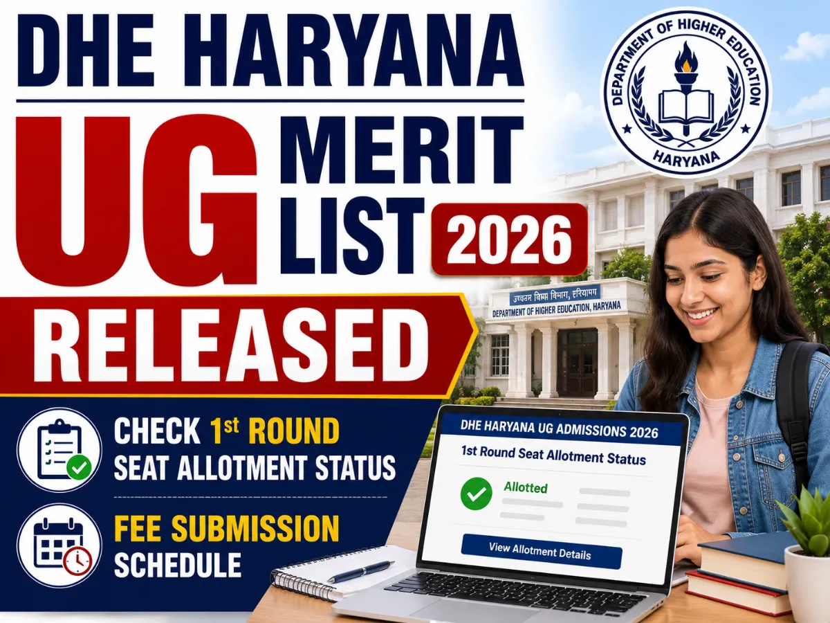 DHE Haryana UG Merit List 2026 Released – Check 1st Round Seat Allotment Status & Fee Submission Schedule