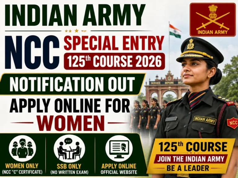 Indian Army NCC Special Entry 125th Course 2026 Notification Out – Apply Online for Women (SSB Only, No Written Exam)