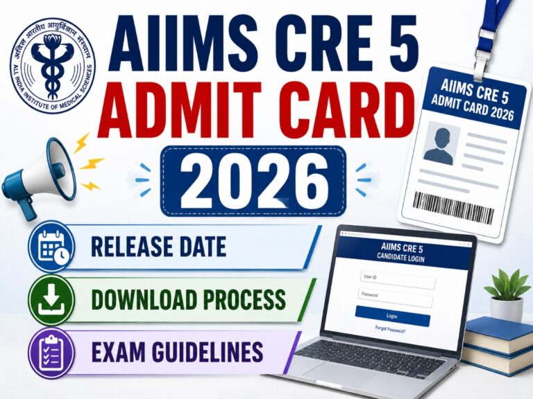 AIIMS CRE 5 Admit Card 2026 – Release Date, Download Process & Exam Guidelines