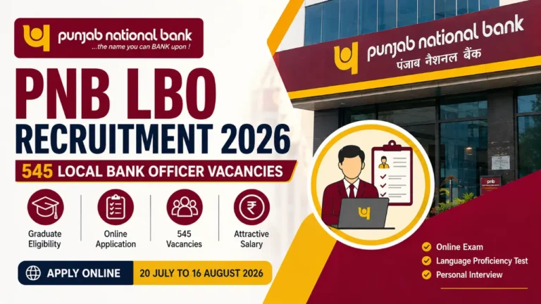 PNB LBO Recruitment 2026 for 545 Local Bank Officer vacancies