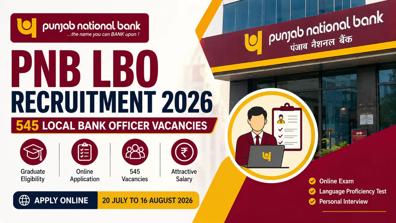 PNB LBO Recruitment 2026 for 545 Local Bank Officer vacancies