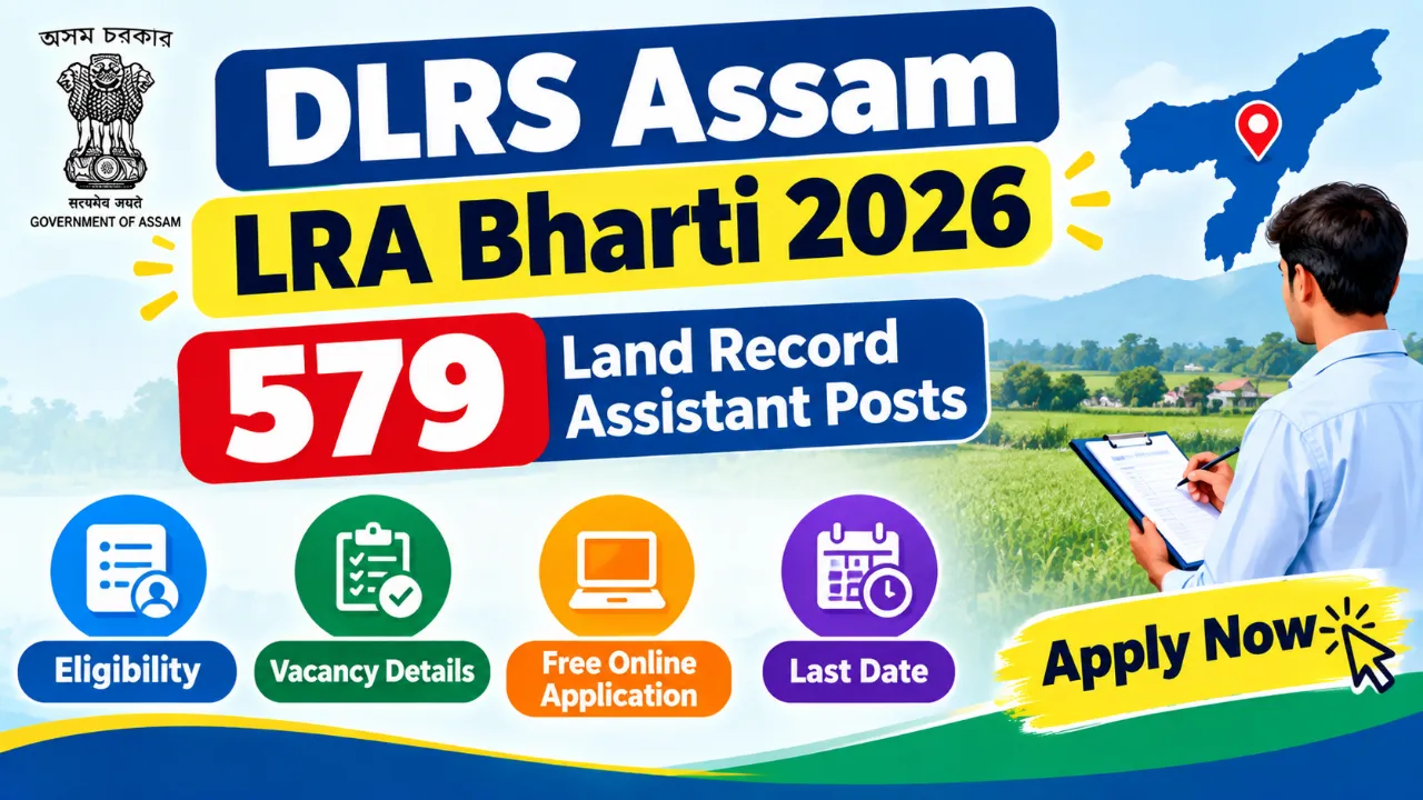 DLRS Assam LRA Bharti 2026: 579 Land Record Assistant Positions Open – Free Online Application
