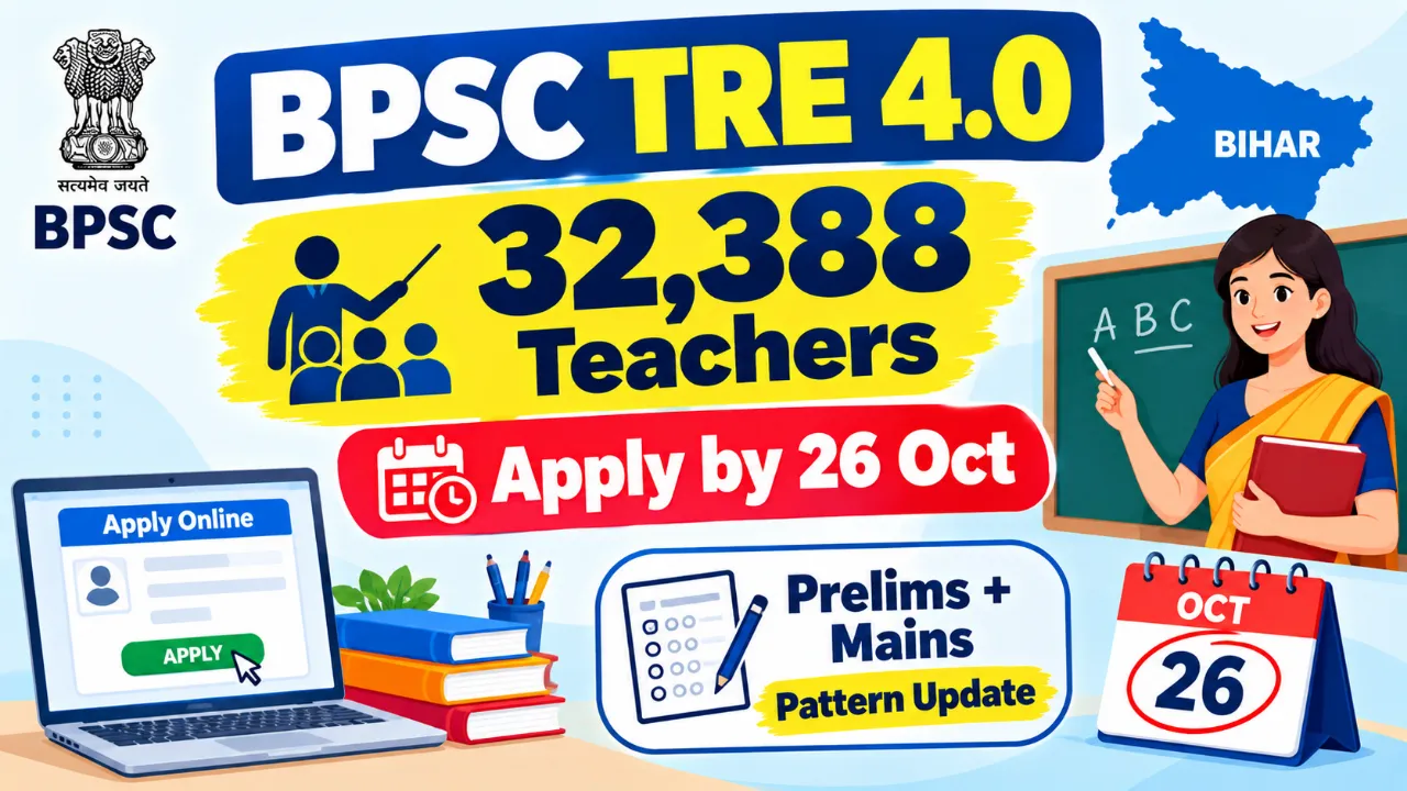 BPSC TRE 4.0 Online Form 2026: Bihar Govt Hiring 32,388 Teachers – Apply Free Before Oct 26