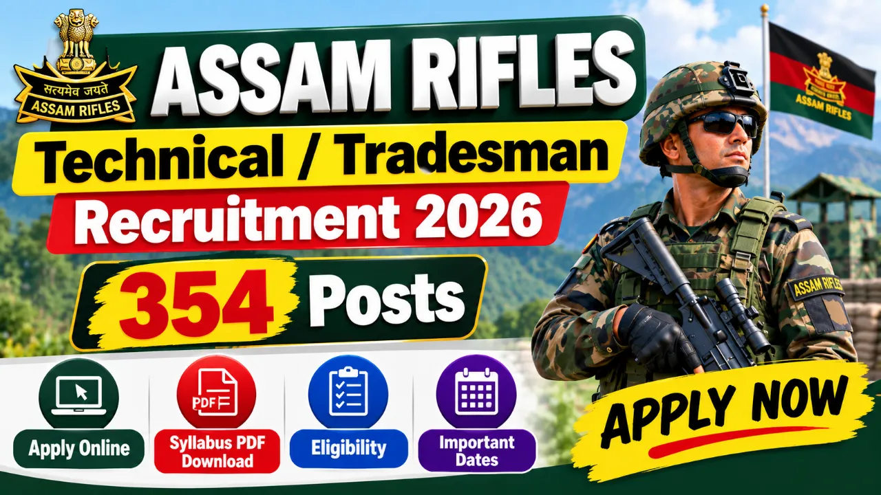 Assam Rifles Technical / Tradesman Recruitment 2026: Apply Online for 354 Posts Syllabus PDF Download